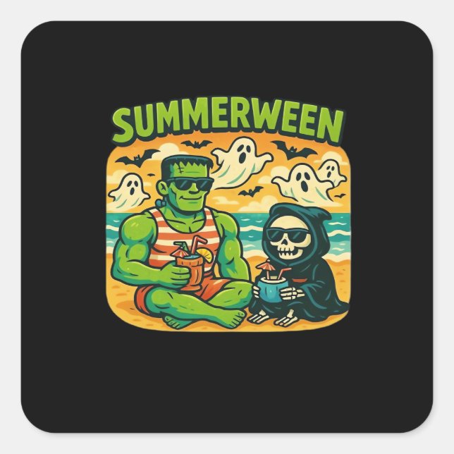 Adesivo Quadrado Beachside Boogeymen - Retro Summerbetween Vibes Cl (Frente)