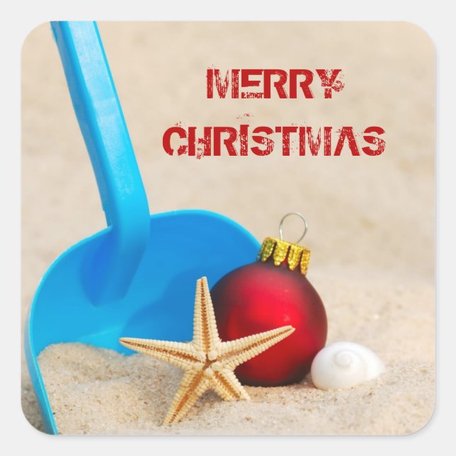 Adesivo Quadrado Beachy Christmas (Frente)