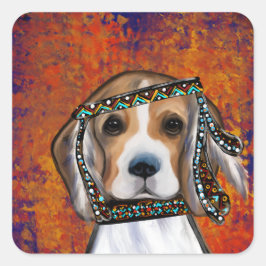 Adesivo Quadrado Beagle