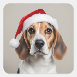 Adesivo Quadrado Beagle Christmas