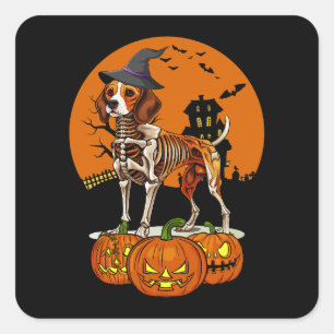 Adesivo Quadrado Beagle Dog Halloween