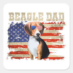 Adesivo Quadrado beagle pai americano bandeira cão americano 4 de j