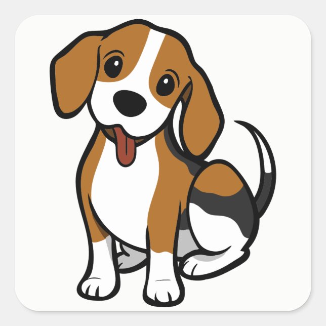 Adesivo Quadrado Beagle Puppy Dog Cartoon - Ame Beagles Stickers (Frente)