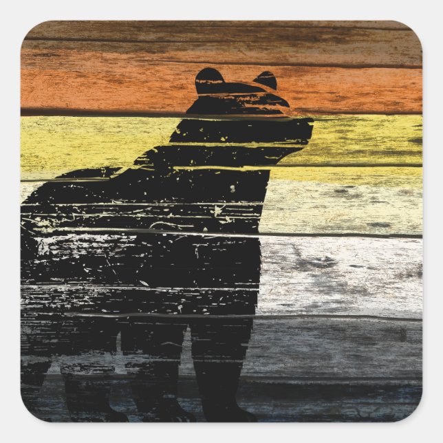 Adesivo Quadrado Bear Pride Wood Art (Frente)