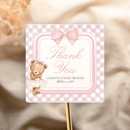 Adesivo Quadrado Bearly Wait Elegant Bear Baby Shower