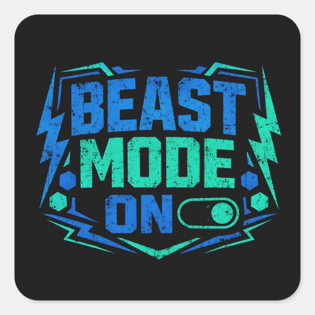 Adesivo Quadrado Beast Mode ON – Gym Activation Power (Frente)