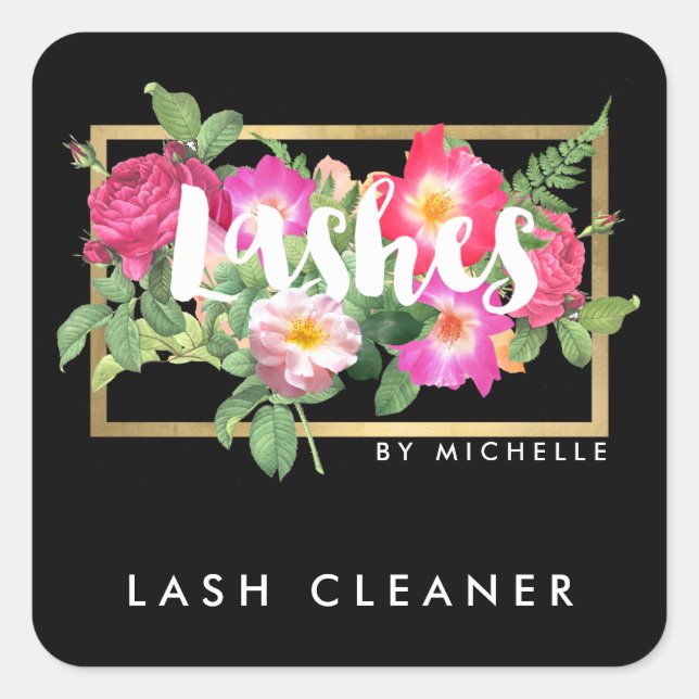 Adesivo Quadrado Beauals Florals Lash Extensions Black Lash Cleaner (Frente)