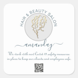 Adesivo Quadrado Beauon Salon Hair Reabra Logotipo Cabelo QR CÓDIGO