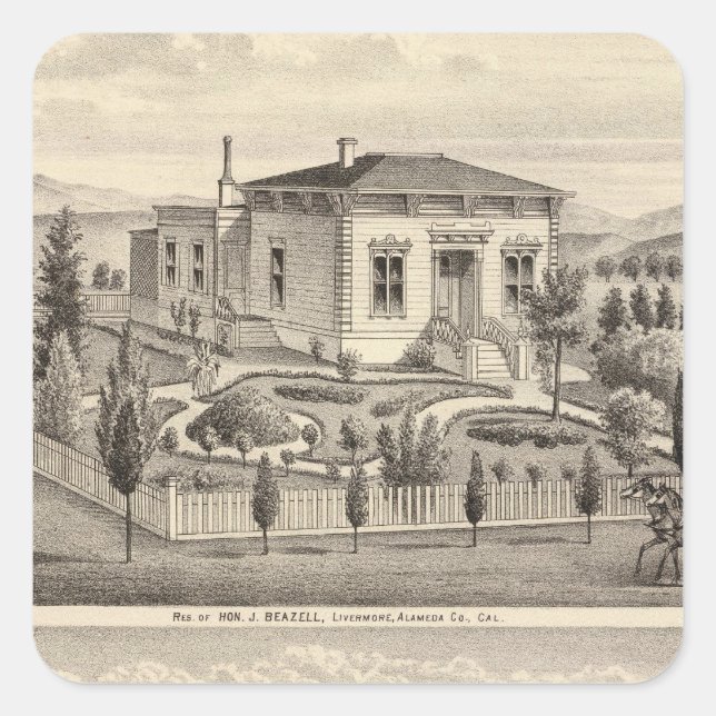 Adesivo Quadrado Beazell, residências inglesas, fazendas (Frente)