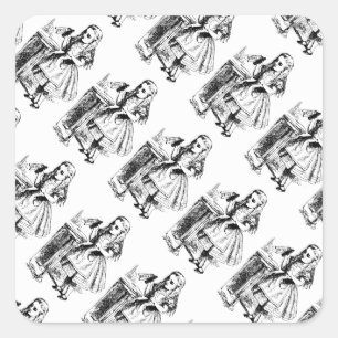 Adesivo Quadrado Beba-me a Alice Vintage na Wonderland Stickers