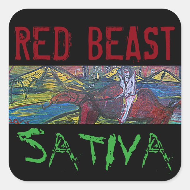 ADESIVO QUADRADO BÊBADO VERMELHO SATIVA (Frente)