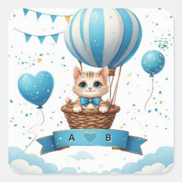 Adesivo Quadrado Bebê Balão Chaveirinho Festa de Bebê 🐱