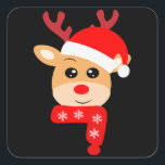 Adesivo Quadrado Bebê Deer Christmas Kid Gift, Decoração Familiar<br><div class="desc">Bela Árvore De Natal. Velho Natal. Feriado de Natal engraçado para veados de amor de pessoas. Presente de Natal para Crianças,  Família. Clique no botão "personalizar mais" se quiser reorganizar e formatar o estilo e a posição do texto.</div>
