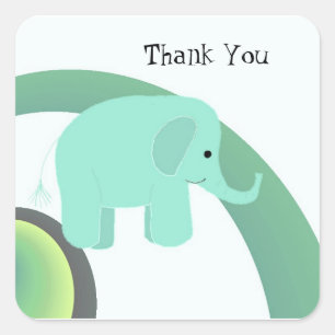 Adesivo Quadrado Bebê Elefante Fofo Obrigado