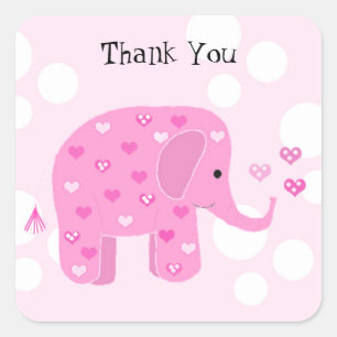 Adesivo Quadrado Bebê Elefante Fofo Obrigado