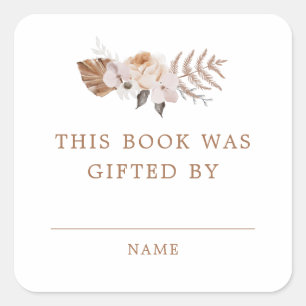 Adesivo Quadrado Bebê Em Bloom Dark Terracotta Boho Gift