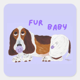 Adesivo Quadrado Bebê Furão Basset Hound Cachorrinho