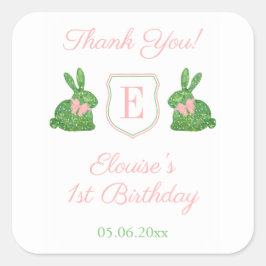 Adesivo Quadrado Bebê Garota Pré-Papoeira Monograma Obrigado