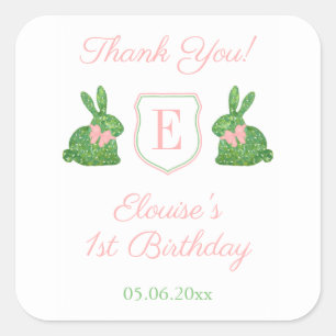 Adesivo Quadrado Bebê Garota Pré-Papoeira Monograma Obrigado