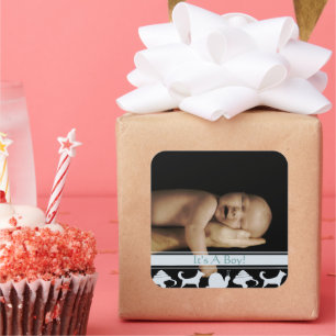 Adesivo Quadrado Bebê Garoto, Sua Fotografia, Vinhetas