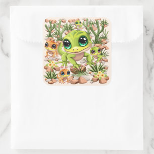 Adesivo Quadrado Bebê Geckos Personagens de desenho animados