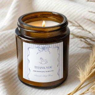 Adesivo Quadrado Bebê Menino Azul Ondulado Clássico Cavalinho de Pa