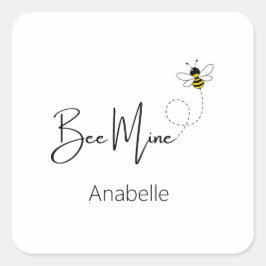 Adesivo Quadrado Bebê Mina - Bela Fofa de Dia Valentim Personalizad