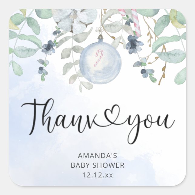 Adesivo Quadrado Bebê Natal está frio lá fora (Frente)