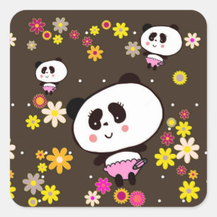Adesivo Quadrado Bebê Panda bonito perxonalizado