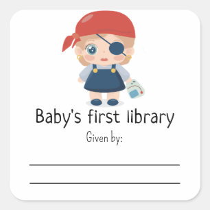 Adesivo Quadrado Bebê pirata - primeira biblioteca do bebê
