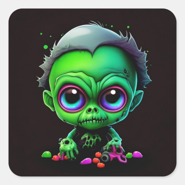 Adesivo Quadrado Bebê Zumbi Fofo (Frente)