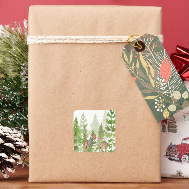 Adesivo Quadrado Bebês bonitos na floresta (Feriado)