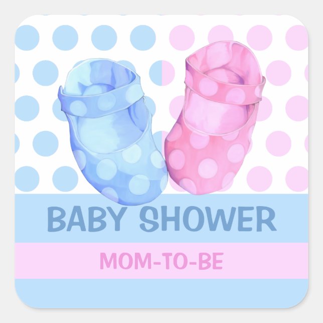 Adesivo Quadrado Bebês Gêmeos Booties Chá de fraldas-Presente (Frente)