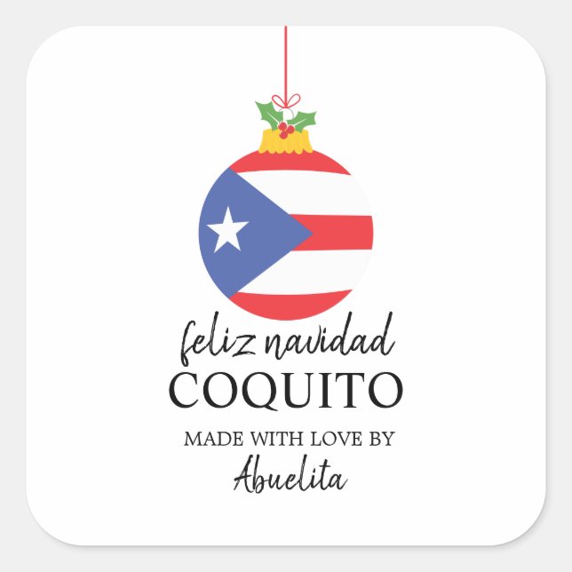 Adesivo Quadrado Bebida de Natal Tropical de Coquito Coquito (Frente)