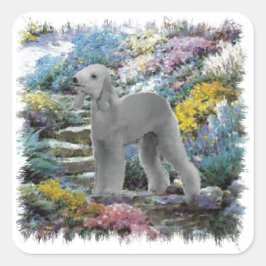 Adesivo Quadrado Bedlington Terrier Summer Garden Art