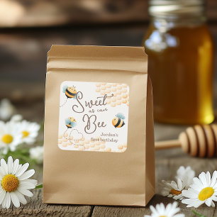 Adesivo Quadrado Bee Birthday