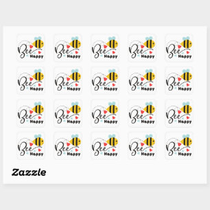 Adesivo Quadrado Bee Happy Sticker