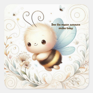 Adesivo Quadrado Bee Kindness Inspirational Sticker