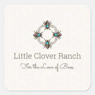 Adesivo Quadrado Beekeeper Honeycomb Jar Label