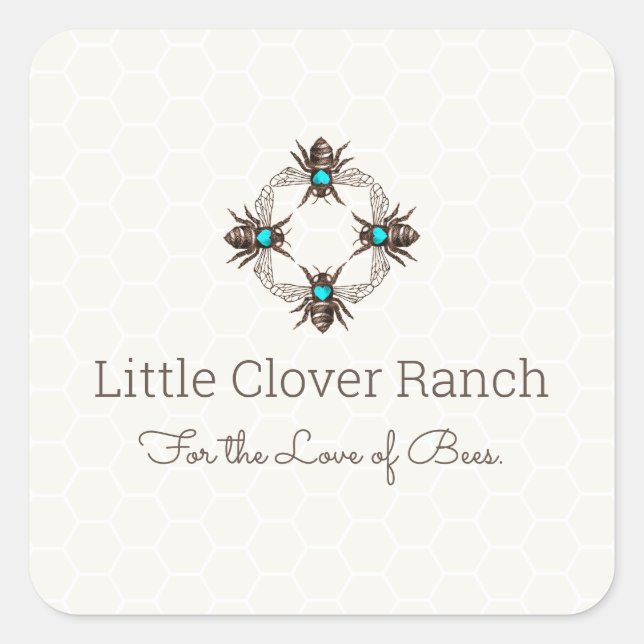 Adesivo Quadrado Beekeeper Honeycomb Jar Label (Frente)