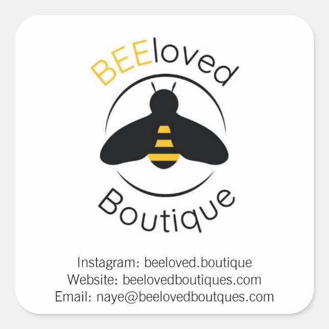 Adesivo Quadrado Beeloved.Boutique (Frente)