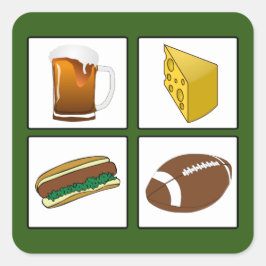 Adesivo Quadrado Beer Cheese Brats Football Sticker