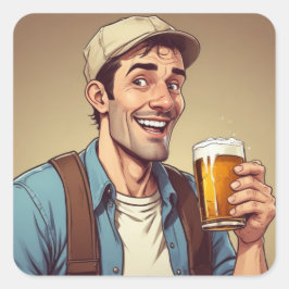 Adesivo Quadrado Beer Drinker