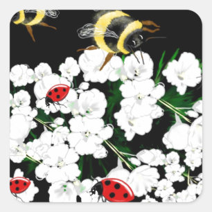 Adesivo Quadrado BEES e Damybugs arte natural