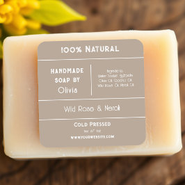 Adesivo Quadrado Bege | Rótulos de produto para componentes de sabã