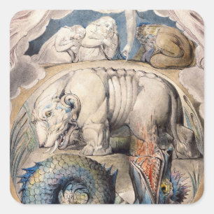 Adesivo Quadrado Behemoth E Leviathan William Blake 1825