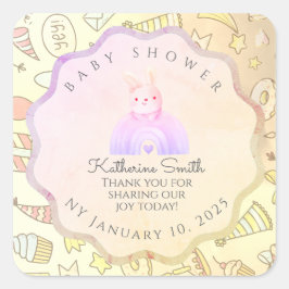 Adesivo Quadrado BEIGE babyshower Adorable cute Celebration