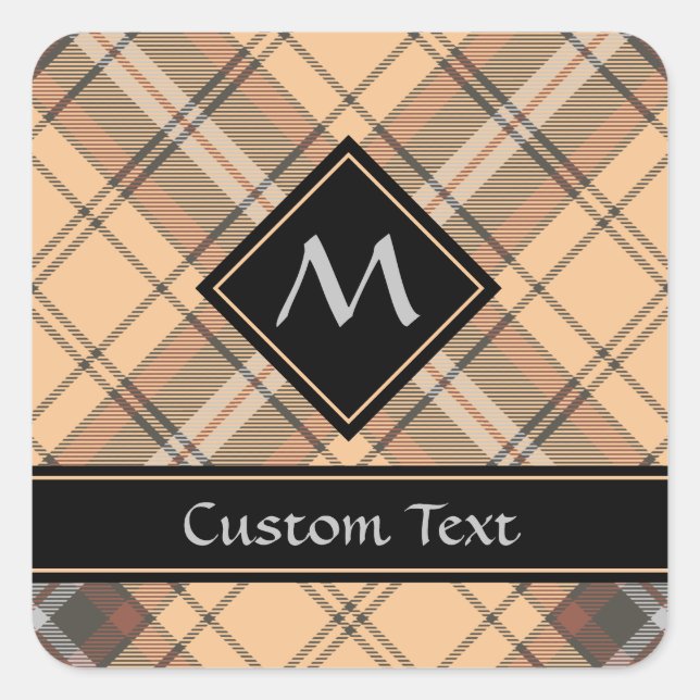 Adesivo Quadrado Beige e Brown Tartan (Frente)