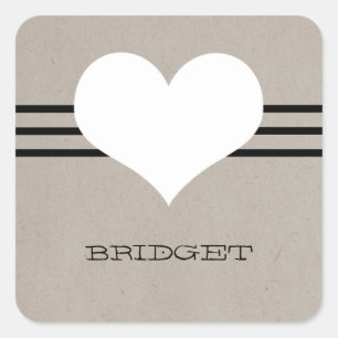 Adesivo Quadrado Beige Modern Heart Stickers