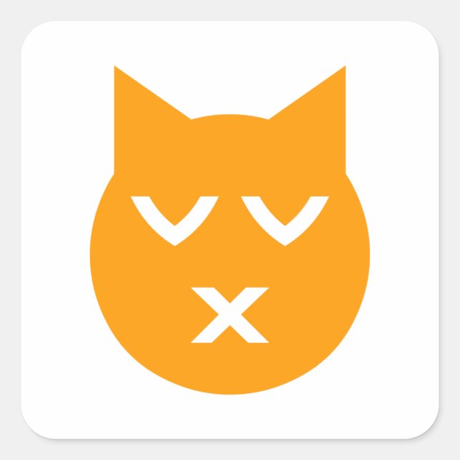 Adesivo Quadrado Beijar com o Gato Emoji de Olhos Fechados (Frente)